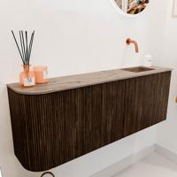 Toiletmeubel Mondiaz Joya Dlux | 111.6 cm | Meubelkleur Walnut | Faye wastafel Arena Wasbak Rechts | Zonder kraangat(en)