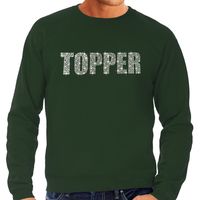 Glitter foute trui groen Topper rhinestones steentjes voor heren - Glitter sweater/ outfit 2XL  -