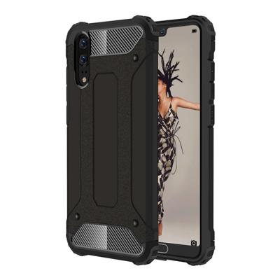 Voor Huawei P20 Cover Full-body ruige TPU + PC combinatie back cover (zwart)