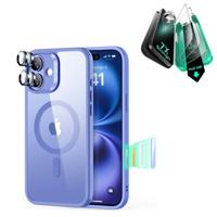 iPhone 16 Classic Hybrid Magnetic Case (Camera Control) & Screen Protection Bundle - Clear Blue