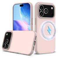 Lunso iPhone 17 Pro Max hoesje - Flexibel siliconen Backcover met MagSafe - Lichtroze