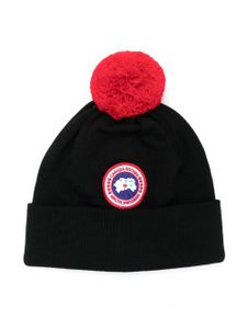 Canada Goose Kids bonnet en laine à patch logo - Noir