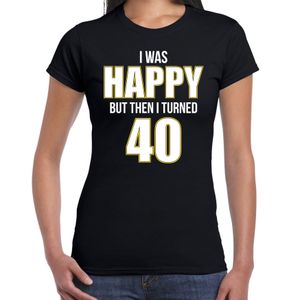 Verjaardag cadeau t-shirt 40 jaar - happy 40 zwart voor dames