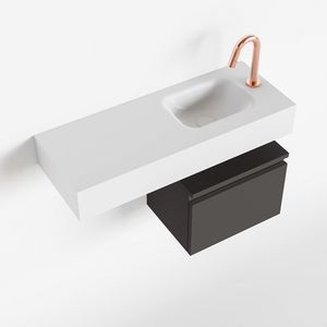Toiletmeubel Mondiaz Andor | 80 cm | Meubelkleur Dark grey | Lex vrijhangend wastafel Talc Rechts | 1 kraangat