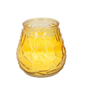 1x Citronella lowboy tafelkaars - 10 cm - geel  glas   -