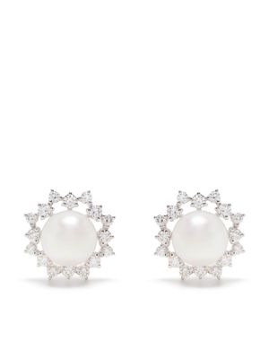 TASAKI boucles d'oreilles Akoya en or blanc 18ct serties de diamants - Argent