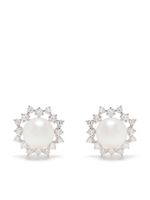 TASAKI boucles d'oreilles en or blanc 18ct serties de diamants et perles d'Akoya - Argent