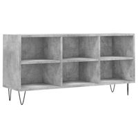 The Living Store TV-meubel Betongrijs - TV-kast met 6 Vakken - 103.5 x 30 x 50 cm - Bewerkt Hout en IJzer