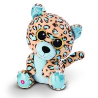 Nici Luipaard/jaguar Lassi - pluche knuffel - beige/blauw - 25 cm