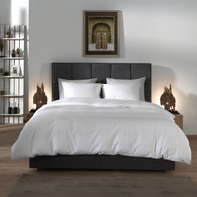 Dekbedovertrek Percale-Katoen - Wit - Tweepersoons (200x200 Cm) - Wit Katoen Percale Katoen - Effen - Yellow Suites - Dekbed-Discounter.nl