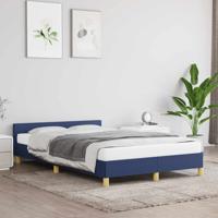 Bedframe met hoofdeinde zonder matras 120x200 cm stof blauw