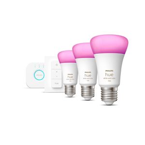 Philips Hue White & Color Starter Pack E27 met 3 lampen, dimmer + Bridge