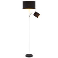 Moderne vloerlamp - Met twee corduroy kap - Zwart - 40 x 40 x 175cm - met E27 lichtbron 7W 1076LM - Warm wit licht - Met twee knoppen open licht - voor woonkamers en slaapkamers