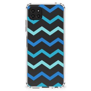 Samsung Galaxy A22 5G Doorzichtige Silicone Hoesje Zigzag Blauw