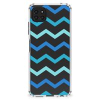 Samsung Galaxy A22 5G Doorzichtige Silicone Hoesje Zigzag Blauw - thumbnail