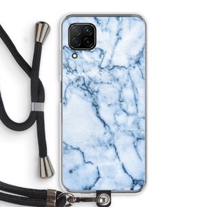 Blauw marmer: Huawei P40 Lite Transparant Hoesje met koord