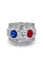 Pragnell Vintage "bague en or blanc 18ct sertie de saphirs, de diamants et de rubis (1930)" - Argent