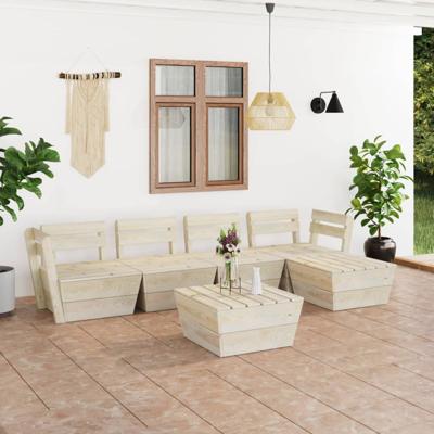 6-delige Loungeset pallet geïmpregneerd vurenhout