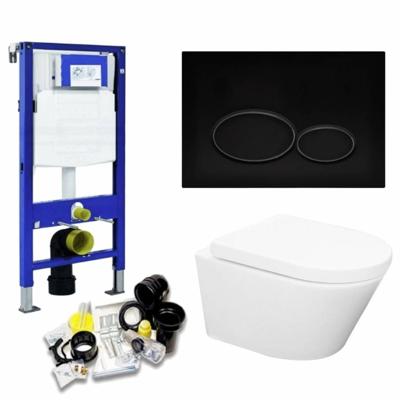 Geberit UP320 Toiletset 36 Aqua Splash Vesta Rimless Met Matzwarte Drukplaat