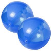 2x stuks opblaasbare strandballen plastic blauw 28 cm - Strandballen - thumbnail