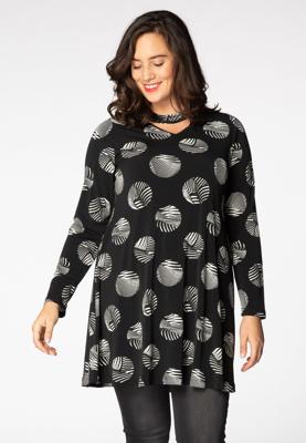 Yoek Tunic wide bot strass DOT | Zwart | Maat M