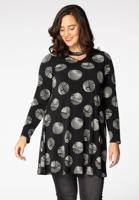 Yoek Tunic wide bot strass DOT | Zwart | Maat Plus