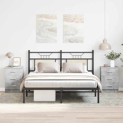 Nachtkastjes 2 st 38x35x56 cm bewerkt hout betongrijs