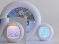 PABOBO Kid'Sleep Moon Slaaptrainer Kinderen - 5-in-1 LED Kinderwekker Met Muziek & Ruis - Wit - thumbnail