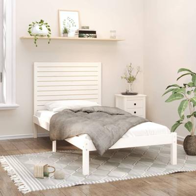Bedframe massief hout wit 90x200 cm
