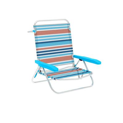 Marbueno Vouwstoel 5 Posities Aluminium Oranje en Blauwe Strepen Strand 63X76X78 cm