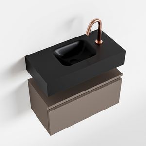 Toiletmeubel Mondiaz Andor | 60 cm | Meubelkleur Smoke | Lex vrijhangend wastafel Urban Midden | 1 kraangat