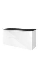 Proline Top wastafelonderkast met 2 laden asymmetrisch en afdekplaat hardsteen 120 x 46 x 60 cm, glans wit