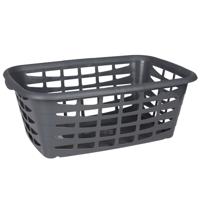 Kunststof wasmand - grijs - 40 liter - 66 x 45 x 24 cm - manden voor wasgoed