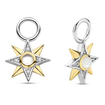 TI SENTO-Milano 9266MW Oorbedels Ster goud-en zilver-zirconia wit 11 x 24 mm