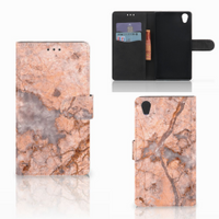 Sony Xperia L1 Bookcase Marmer Oranje - thumbnail
