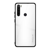 Voor Xiaomi Redmi Note 8 koolstofvezel textuur gradiënt kleur glas geval (wit)