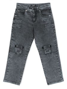 Balmain Kids jean slim à empiècements contrastants - Gris