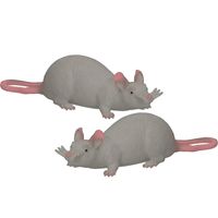 2x stuks john Toy - Speelgoed Halloween decoratie kunststof rat grijs 28 cm - thumbnail