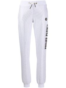 Philipp Plein pantalon de jogging strassé en coton - Blanc