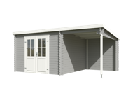 Blokhut met overkapping Tampa 481x292 Platinum Grey-Wit - Outdoor life