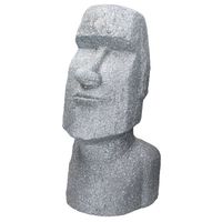Moai Rapa Nui hoofdfiguur grijs, 28x25x56 cm, gegoten steenhars