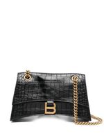 Balenciaga petit sac porté épaule Crush à effet peau de crocodile - Noir - thumbnail