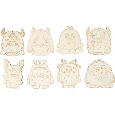 Creativ Company Houten figuren, monsters, h: 12,4 cm, dikte 3 mm, 24 stuk/ 1 doos