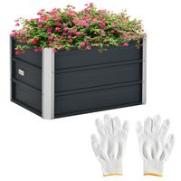 Outsunny verhoogd bed van staal tuinbed plantenbak bloembak bloempot met handschoenen donkergrijs 66 x 47 x 40 cm - thumbnail