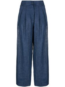 Emporio Armani pantalon en lin à coupe ample - Bleu