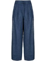 Emporio Armani pantalon en lin à coupe ample - Bleu