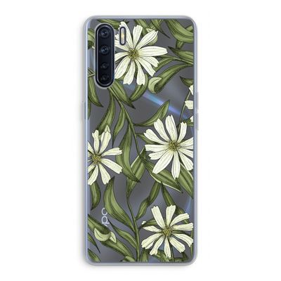 Wit bloemenpatroon: Oppo A91 Transparant Hoesje