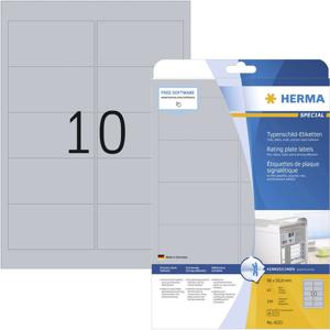 Herma 4223 Etiketten voor typeplaatjes 96 x 50.8 mm Polyester folie Zilver 250 stuk(s) Permanent hechtend Laser (zwart/wit), Kopiëren (zwart/wit), Handschriften