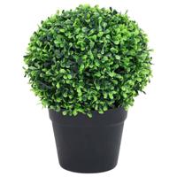 The Living Store Kunstplanten met pot 2 st buxus bolvorming 32 cm groen - Kunstplant