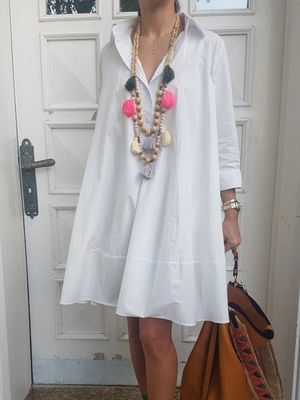 Casual Solid V Neck Weaving Dress